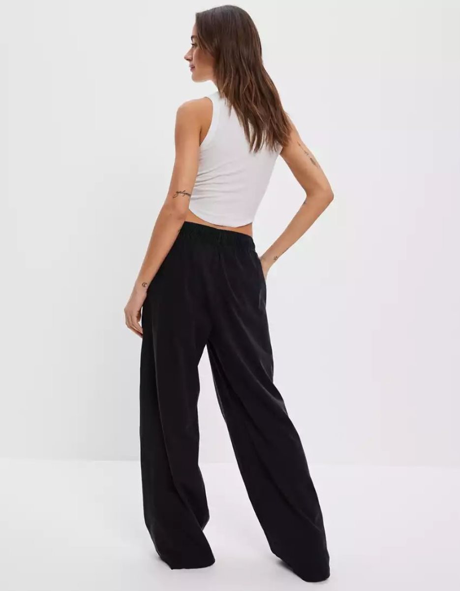 Pantalon Jogging American Eagle AE Sun Set Super High-Waisted Baggy Larges-Leg Knit Pant Noir Femme | ZVT-07033200